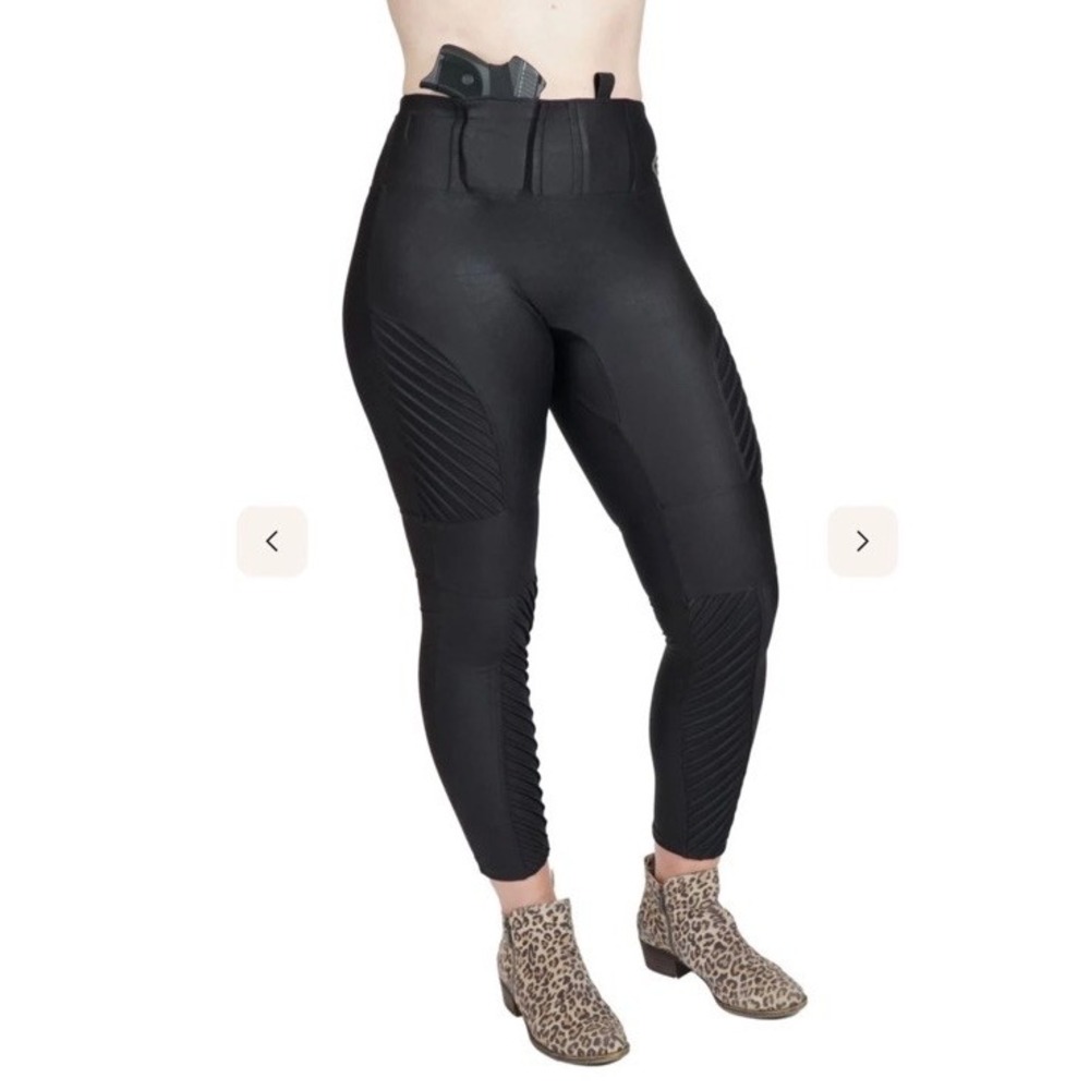 Girls With Guns JUSTIN ECLIPSE CONCEALED CARRYLEGGINGS IN BLACK MOTTO Sz Medium